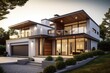 Leinwandbild Motiv Modern real estate exterior architecture of luxury home in beautiful villa Generative AI