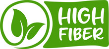 High Fiber Sign For Products Label, Fiber Icon, Vector Illustration
