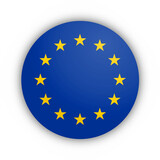 Fototapeta  - Flaga Unii Europejskiej Przycisk 3D. Unia Europejska Przycisk