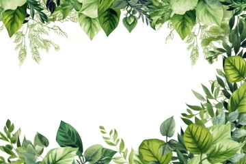 Poster - Tropical green leaves for decoration of art frame wallpaper,card on white background.Generative Ai