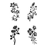 Fototapeta Dziecięca - set of elements black and white floral elements