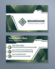 Wall Mural - collection of horizontal business card design template with dark green and yellow elements in white 