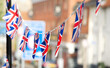 British flags bunting decoration in a street