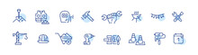 Labor Day September 1st Symbols. Manual Labor And Construction Workers, Holidays. Pixel Perfect, Editable Stroke Icons Set