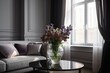 Flowers glamorous interior room. Generate Ai