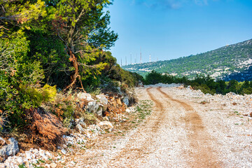 Wall Mural - Hymettus mountain country road at Athens, Attica, Greece