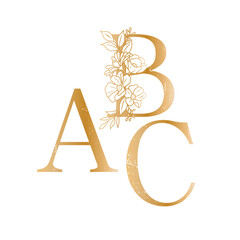 ABC vector logo design. Floral A, B and C logotype. Natural emblem.