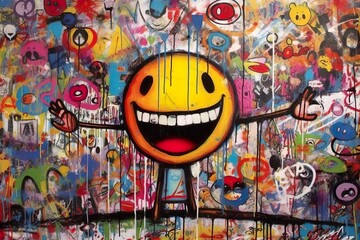 Smiley graffiti on the wall