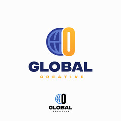 Wall Mural - Creative O Letter Globe Concept Logo Design Template, World Planet Logo designs template