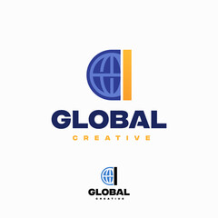 Wall Mural - Creative I Letter Globe Concept Logo Design Template, World Planet Logo designs template