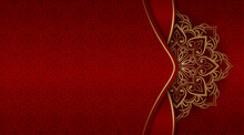 Red Luxury Background, With Gold Mandala Ornament