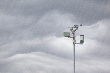 Wall Mural - weather station automatic measurement of weather parameters with cloudy sky