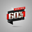 Discount banner 60% off. Promotion sale poster. Vector illustration.