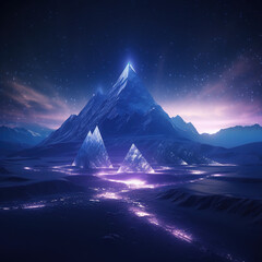 Abstract pyramid background. 3D rendering. Futuristic Wallpaper