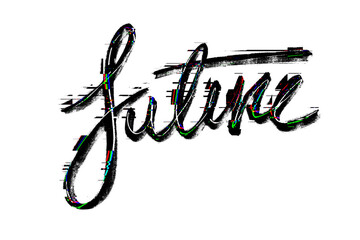 Glitchy Future Text Hand Drawn Calligraphic Typographic Font Design