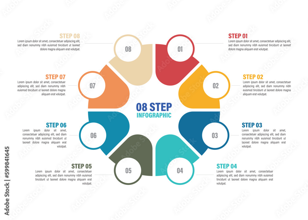 Pie chart with 2 to 10 steps. Colorful diagram collection with 2,3,4,5 ...