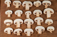 Fresh Organic Button Mushroom Forming A Beautiful Texture Pattern Background

