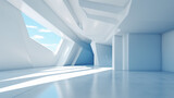 Fototapeta Przestrzenne - Empty blue room mock-up design. 3d render