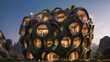 © Starstruck - The Hive - Sci-fi futuristic brutalist architecture style building structure with rounded honeycomb pattern and lush vegetation façade - Generative AI Illustration