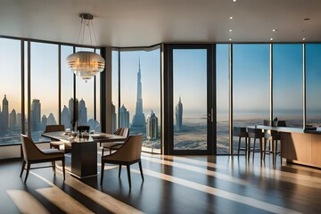 View of burj khalifa from a luxury apartment. Generative AI