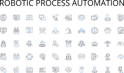  Robotic process automation line icons collection. Development, Advancement, Improvement, Expansion, Succession, Increase, Growth vector and linear illustration. Success,Forward,Gradual outline signs