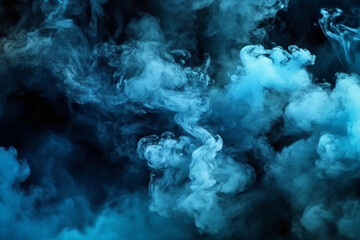 Wall Mural - Sky nature cloud smoke black night background for horror blue poster design wallpaper. AI generative