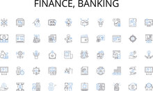 Finance, Banking Line Icons Collection. Dictatorship, Oligarchy, Autocracy, Totalitarianism, Authoritarianism, Junta, Monarchy Vector And Linear Illustration. Despotism,Fascism,Communism Outline Signs