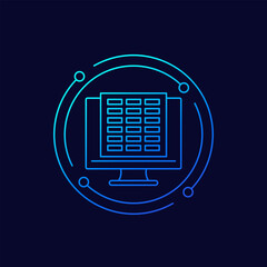 Poster - online spreadsheets icon, linear design