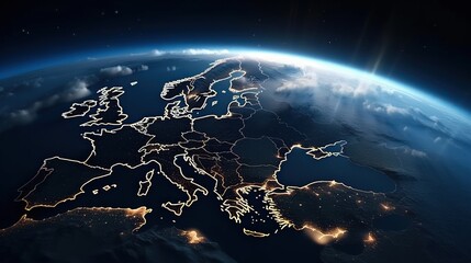 Wall Mural - image of earth from outer space. generative ai