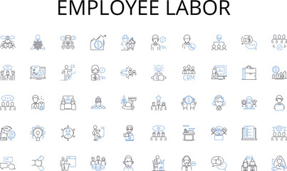 Employee labor line icons collection. Entrepreneurship, Startup, Franchise, Investment, Partnership, Innovation, Expansion vector and linear illustration. Nerk,Marketing,Sales outline signs set