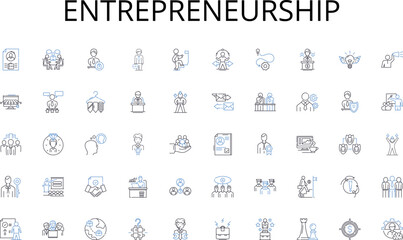  Entrepreneurship line icons collection. Efficiency, Integration, Scalability, Customization, Optimization, Automation, Collaboration vector and linear illustration. Security,Streamlining,Innovation
