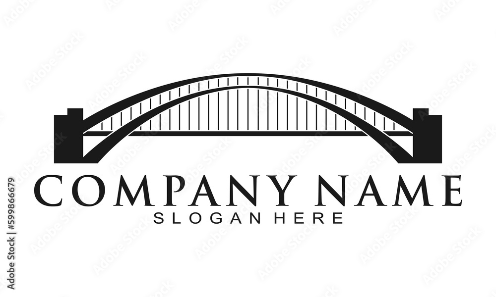 Big river bridge illustration vector logo Stock Vector | Adobe Stock