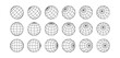 © Foxy Fox - 3D spheres grids. Globe meshes, ball in various position. Striped 3D orbs, earth globe grid linear wireframe vector line symbol isolated set