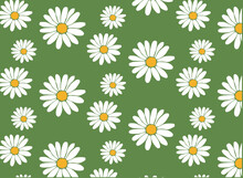 Daisy Flowers Spring Style Pattern Vintage Green Wallpaper