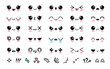© Foxy Fox - Cartoon kawaii face. Cute japanese anime character faces, eyes and mouth, happy and sad emotions facial, emoji boy and girl, emoticons. Vector set