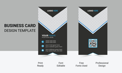 modern visiting card design. vertical. white and blue business card design. simple business card