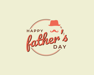 Wall Mural - Happy Fathers Day greeting. Vector background with doodle hat, mustache and bow tie