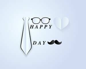 Wall Mural - Happy Fathers Day greeting. Vector background with doodle neckties, bow tie and glasses.