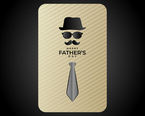 Wall Mural - Happy Fathers Day greeting card. Vector background with doodle hat, neckties, bow tie and glasses.