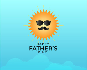 Wall Mural - Happy Fathers Day greeting. doodle hat. glasses and mustache isolated linear sunrays flat vector design