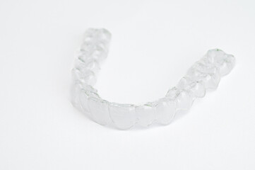 Invisible teeth aligners isolated on white background