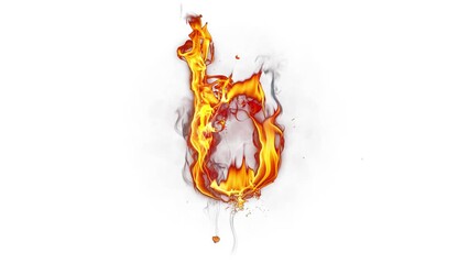 Wall Mural - Fire letter. Burning alphabet. Real flames, sparks and smoke in slow motion isolated on white background.