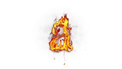 Wall Mural - Fire letter. Burning alphabet. Real flames, sparks and smoke in slow motion isolated on white background.