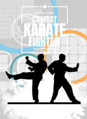 Poster - Young male karate warrior. Healthy lifestyle. Martial arts. Vector