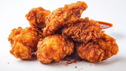 fried chicken pieces piled on top of each other