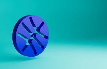 Poster - Blue Basketball ball icon isolated on blue background. Sport symbol. Minimalism concept. 3D render illustration