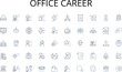 Office career line icons collection. Length, Span, Period, Term, Timeframe, Continuance, Tenure vector and linear illustration. Stretch,Run,Persistence outline signs set