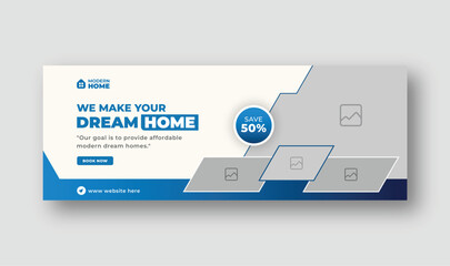 home sale, house rent, real estate agent, property or apartment facebook cover and web banner templa