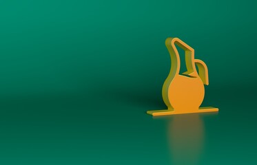 Sticker - Orange Decanter for wine icon isolated on green background. Minimalism concept. 3D render illustration