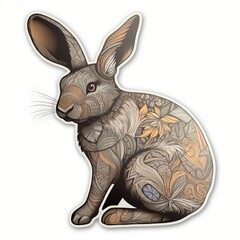 Wall Mural - a realistic rabbit sticker, showcasing the beauty and grace of these gentle creatures. the rabbit is